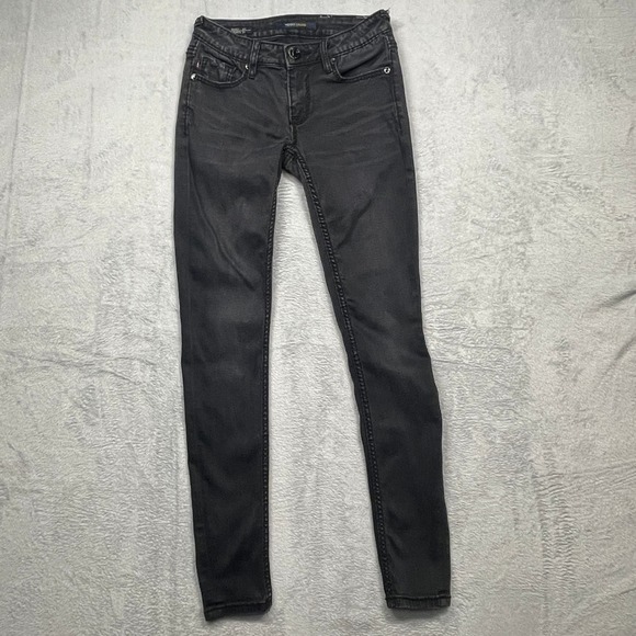 Vigoss Studio Denim - Vigoss Studio Skinny Jeans Women 25 Black Faded Low Rise Stretch Denim